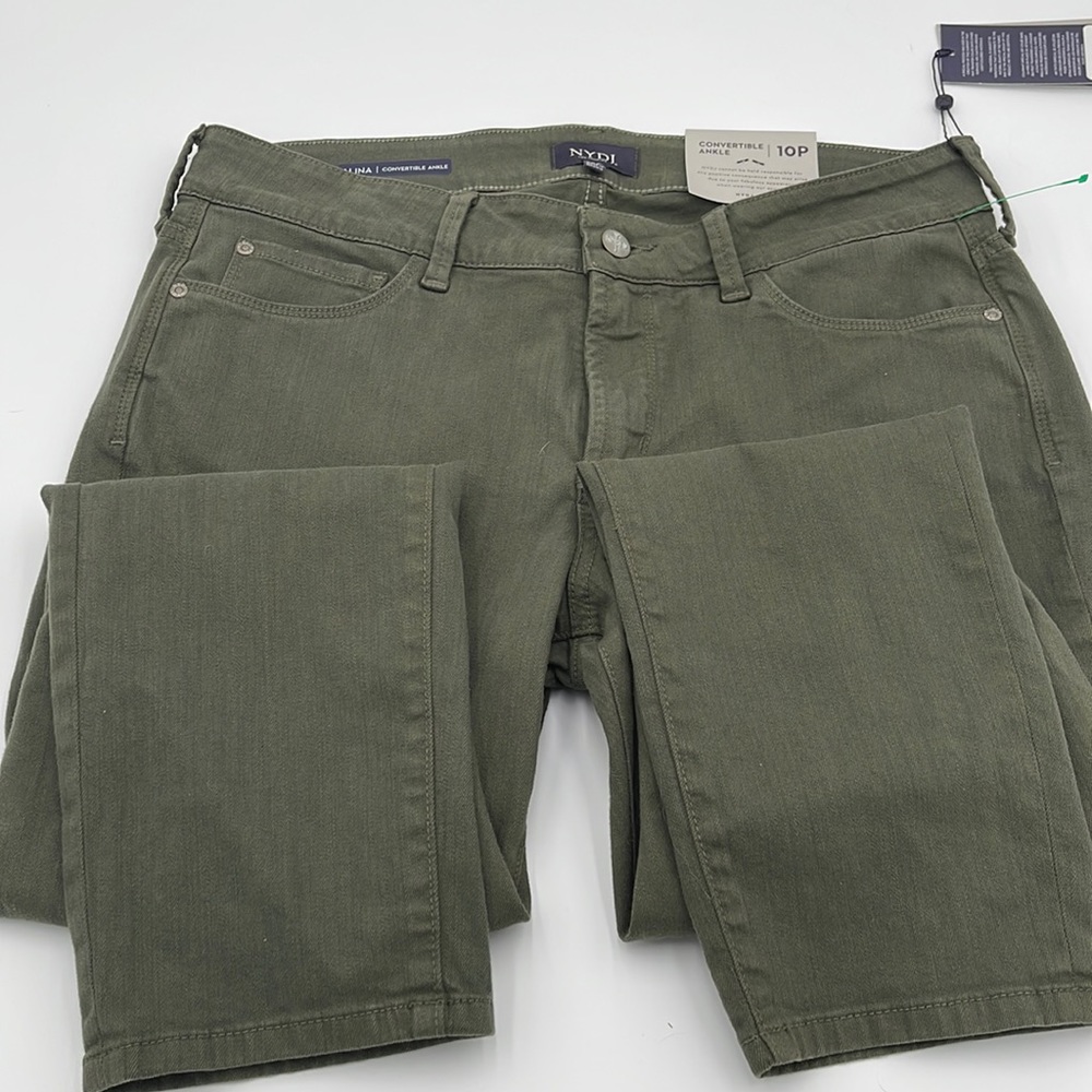 NYDJ Convertible Ankle Olive Green Jeans